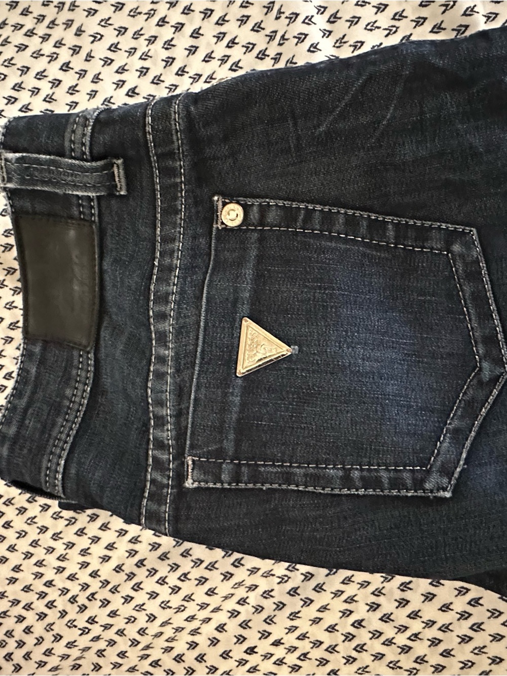 Guess Women's Dark Blue Boot Cut Jeans with Triangle Logo